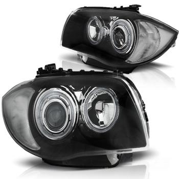 LED Angel Eyes Scheinwerfer für BMW 1er E81, E82, E87, E88 04-11 schwarz