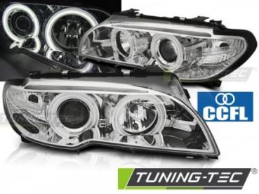 Scheinwerfer CCFL Angel Eyes für BMW 3er E46 Coupe Cabrio Bj. 03-06 Chrom