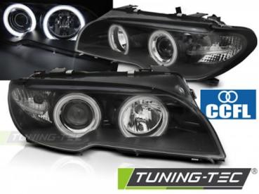 Scheinwerfer CCFL Angel Eyes für BMW 3er E46 Coupe Cabrio Bj. 03-06 Schwarz