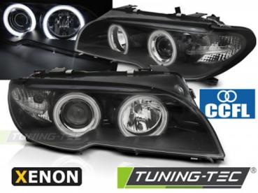 Xenon Scheinwerfer CCFL Angel Eyes für BMW 3er E46 Coupe Cabrio 03-06 Schwarz