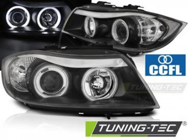 CCFL Angel Eyes Scheinwerfer für BMW 3er E90/E91 05-08 schwarz