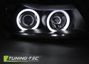 CCFL Angel Eyes Scheinwerfer für BMW 3er E90/E91 05-08 schwarz