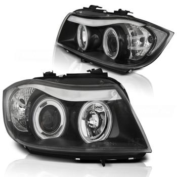 CCFL Angel Eyes Scheinwerfer für BMW 3er E90/E91 05-08 schwarz