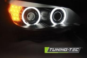Scheinwerfer CCFL Angel Eyes für BMW 5er E60 E61 03-07 Schwarz mit LED Blinker