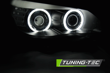 Scheinwerfer CCFL Angel Eyes für BMW 5er E60 E61 03-07 Schwarz mit LED Blinker