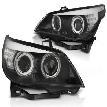 Scheinwerfer CCFL Angel Eyes für BMW 5er E60 E61 03-07 Schwarz mit LED Blinker
