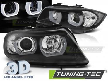 3D LED Angel Eyes Scheinwerfer für BMW 3er E90/E91 05-08 schwarz