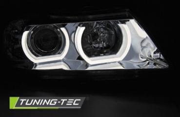 Xenon Scheinwerfer 3D Angel Eyes für BMW 3er E90 E91 Bj. 05-08 Chrom