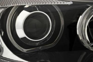 Scheinwerfer LED Angel Eyes für BMW 3er E90 E91  05-08 Schwarz mit LED Blinker