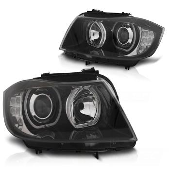 Scheinwerfer LED Angel Eyes für BMW 3er E90 E91  05-08 Schwarz mit LED Blinker