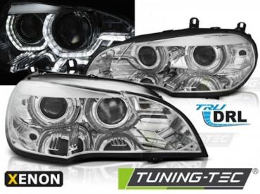 Xenon Scheinwerfer DRL LED Tagfahrlicht für BMW X5 E70 Bj. 07-10 Chrom