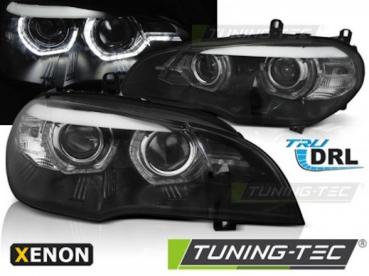 Xenon Scheinwerfer DRL LED Tagfahrlicht für BMW X5 E70 Bj. 07-10 Schwarz