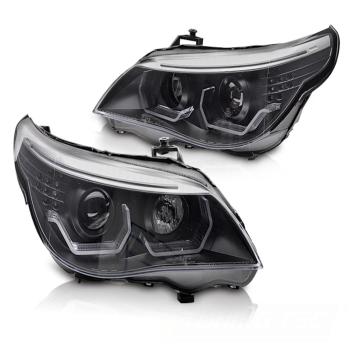 3D LED Angel Eyes Scheinwerfer für BMW 5er E60 / E61 03-07 schwarz LED Blinker