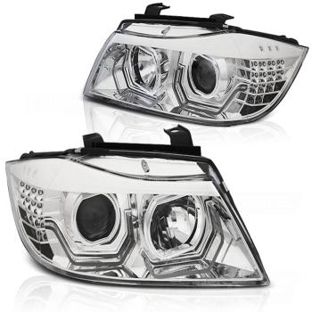 3D LED Angel Eyes Scheinwerfer für BMW 3er E90/E91 05-08 chrom mit LED Blinker