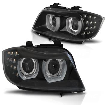 3D LED Tagfahrlicht Angel Eyes Scheinwerfer für BMW 3er E90/E91 LCI 09-11 Black