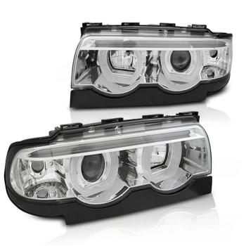 Scheinwerfer 3D Angel Eyes für BMW 7er E38 Bj. 94-01 Chrom