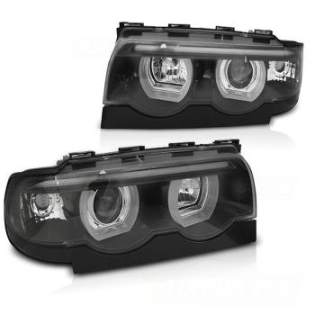 Scheinwerfer 3D Angel Eyes für BMW 7er E38 Bj. 94-01 Schwarz