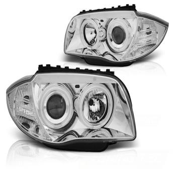 CCFL Angel Eyes Scheinwerfer für BMW 1er E81, E82, E87, E88 04-11 chrom