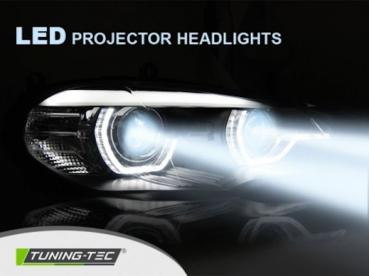 LED DRL Scheinwerfer 3D Angel Eyes für BMW X5 E70 Bj. 07-13 Schwarz