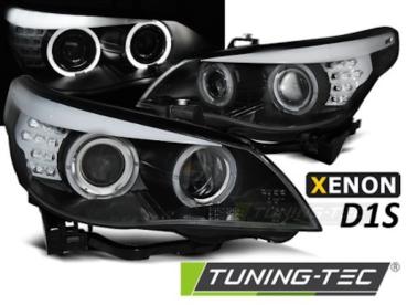 Xenon Scheinwerfer Angel Eyes für BMW 5er E60 E61 Bj. 05-07 Schwarz LED Blinker
