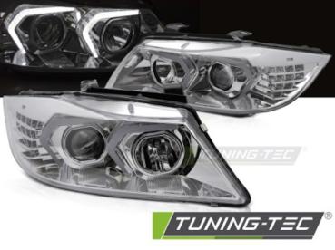 LED Angel Eyes Scheinwerfer Set für BMW 3er E90/E91 05-08 chrom mit LED Blinker