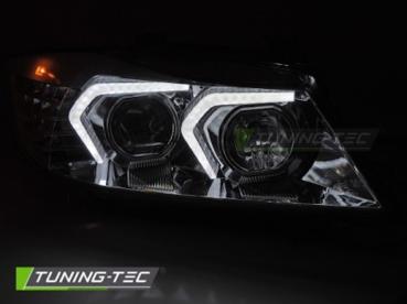 LED Angel Eyes Scheinwerfer Set für BMW 3er E90/E91 05-08 chrom mit LED Blinker