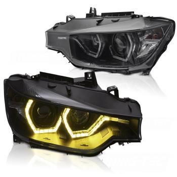 LED Tagfahrlicht Angel Eyes Scheinwerfer Set für BMW 3er F30/F31 11-15 schwarz