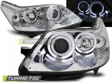 LED Angel Eyes Scheinwerfer für Citroen C4 04-10 chrom
