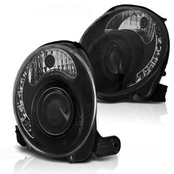 Scheinwerfer LED Tagfahrlicht Optik für Fiat 500 Bj. 07-15 Schwarz