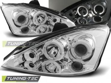 Scheinwerfer Angel Eyes für Ford Focus MK1 Bj. 98-01 Chrom