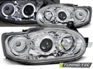 Scheinwerfer Angel Eyes für Ford Escort MK7 Bj. 95-00 Chrom