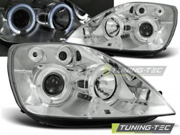 LED Angel Eyes Scheinwerfer für Ford Fiesta MK6 02-05 Chrom