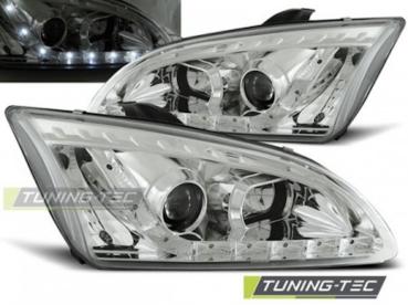 Scheinwerfer LED Tagfahrlicht Optik für Ford Focus 2 Bj. 04-08 Chrom