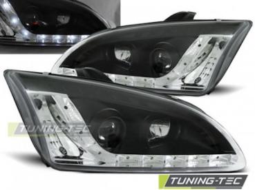 Scheinwerfer LED Tagfahrlicht Optik für Ford Focus 2 Bj. 04-08 Schwarz