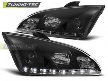 Scheinwerfer LED Tagfahrlicht Optik für Ford Focus 2 Bj. 04-08 Schwarz