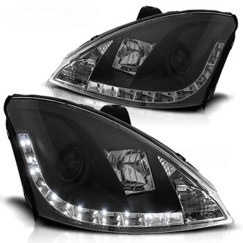 Scheinwerfer LED Tagfahrlicht Optik für Ford Focus MK1 Bj. 98-01 Schwarz
