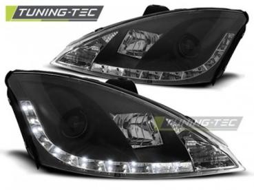 Scheinwerfer LED Tagfahrlicht Optik für Ford Focus MK1 Facelift  01-04 Schwarz