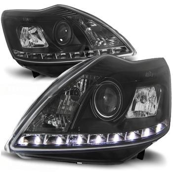 LED Tagfahrlicht Design Scheinwerfer für Ford Focus MK2 Facelift 08-10 schwarz
