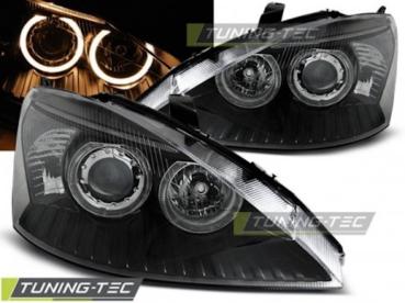 Scheinwerfer Angel Eyes für Ford Focus MK1 Bj. 98-01 Schwarz
