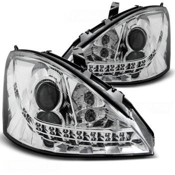 Scheinwerfer LED Tagfahrlicht Optik für Ford Focus MK1 Bj. 98-01 Chrom