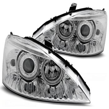 Scheinwerfer Angel Eyes für Ford Focus MK1 Facelift Bj. 01-04 Chrom