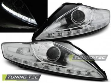Scheinwerfer LED Tagfahrlicht Optik für Ford Mondeo MK4 Bj. 07-10 Chrom