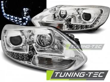 Scheinwerfer LED Tagfahrlicht Optik für Ford Focus 3 Bj. 11-14 Chrom