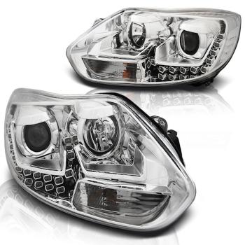 Scheinwerfer LED Tagfahrlicht Optik für Ford Focus 3 Bj. 11-14 Chrom