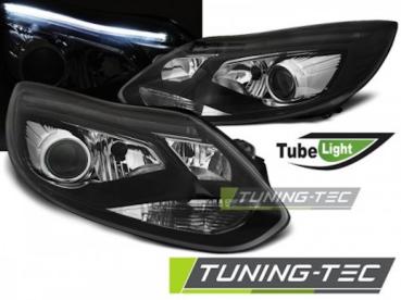 Scheinwerfer LED Tagfahrlicht Optik für Ford Focus 3 Bj. 11-14 Schwarz LTI