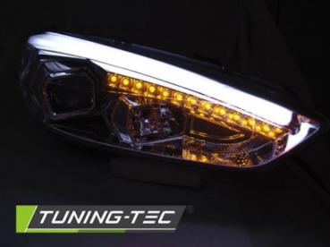 Scheinwerfer DRL LED Tagfahrlicht für Ford Focus 3 15-18 Chrom + dynamische Blinker