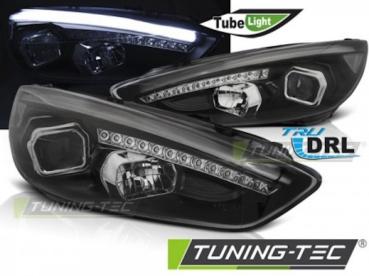 Scheinwerfer DRL LED Tagfahrlicht für Ford Focus 3 15-18 Schwarz + dynamische Blinker