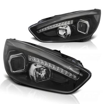 Scheinwerfer DRL LED Tagfahrlicht für Ford Focus 3 15-18 Schwarz + dynamische Blinker