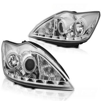Scheinwerfer CCFL Angel Eyes für Ford Focus 2 Facelift Bj. 08-10 Chrom