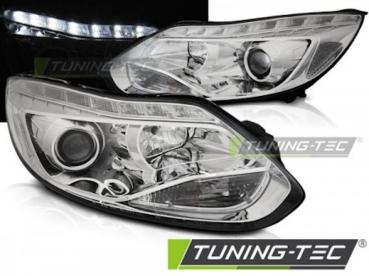Scheinwerfer LED Tagfahrlicht Optik für Ford Focus 3 Bj. 11-14 Chrom